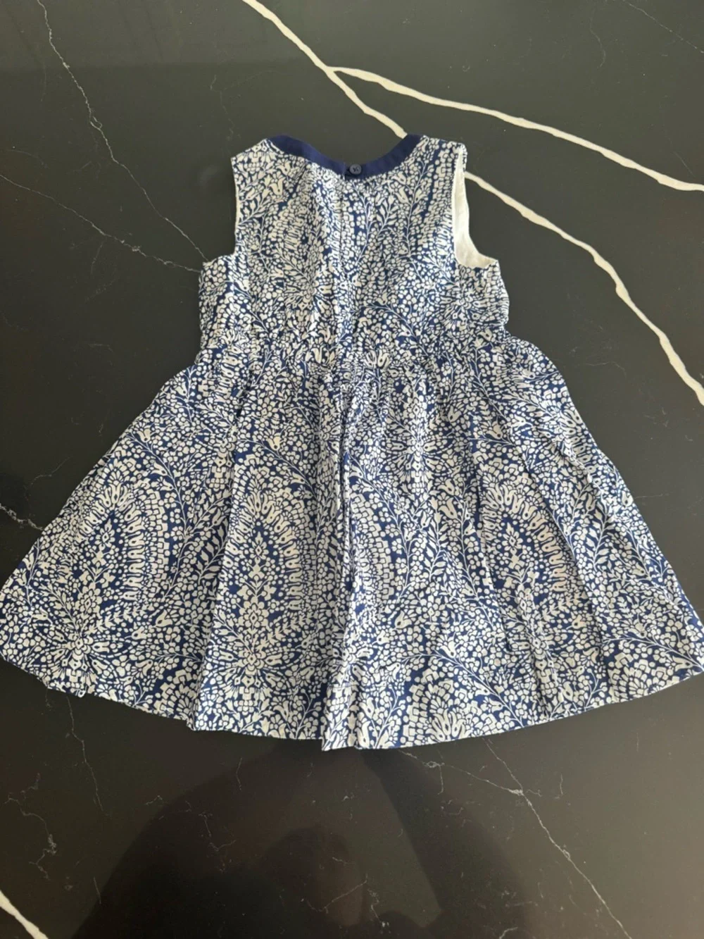 Crewcuts Navy and White Sleeveless Printed‎ Dress